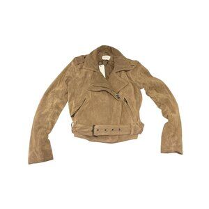 Parker Suede Moto Jacket XS Tan Beige Leather NWT Belted Biker MSRP $625